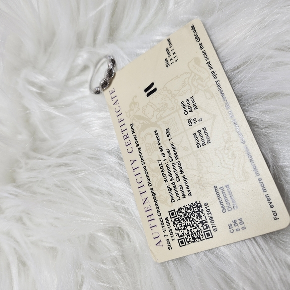 Champagne Diamond Silver Women's Ring - Picture 2 of 7